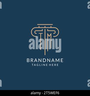 Logo initial letter TM sur pilier, motif vecteur d'inspiration pour le logo du cabinet d'avocats Illustration de Vecteur