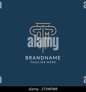 Logo de pilier de lettre initiale SM, logo de cabinet d'avocats conception graphique vecteur d'inspiration Illustration de Vecteur