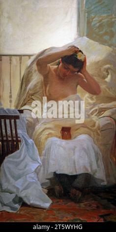 La toilette / la toilette (1910) de Gonzalo Bilbao Martínez (1860 – 1938) peintre costumbrista espagnol. Banque D'Images