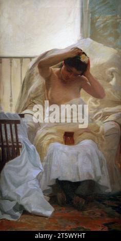 La toilette / la toilette (1910) de Gonzalo Bilbao Martínez (1860 – 1938) peintre costumbrista espagnol. Banque D'Images