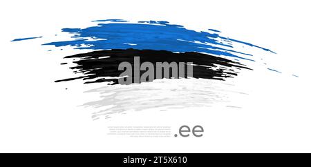 Drapeau de l'Estonie. Coups de pinceau, grunge. Rayures couleurs du drapeau estonien sur fond blanc. Poster national de conception de vecteur, modèle, lieu pour le texte Illustration de Vecteur