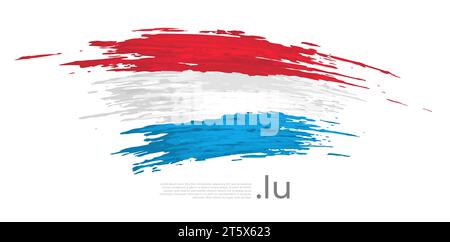 Pavillon luxembourgeois. Coups de pinceau, grunge. Rayures couleurs du drapeau luxembourgeois sur fond blanc. Poster national de conception de vecteur, modèle Illustration de Vecteur