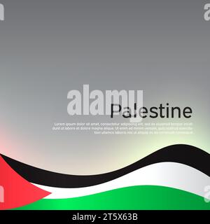 Résumé agitant le drapeau palestinien. Affiche nationale palestinienne. Fond créatif pour la conception de carte de vacances patriotique. Etat palestine couverture patriotique Illustration de Vecteur