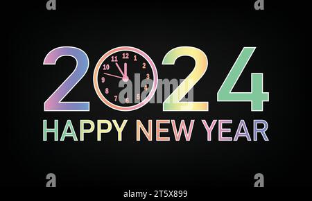 2024 Happy New Year Background Design. Convient pour carte de voeux, affiche et bannière. Illustration vectorielle Illustration de Vecteur
