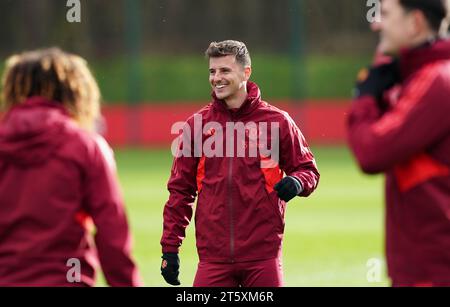 Mason Mount de Manchester United lors d'une séance d'entraînement au Trafford Training Centre de Carrington, Greater Manchester. Date de la photo : mardi 7 novembre 2023. Banque D'Images