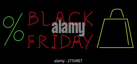 Bannière linéaire Black Friday. Illustration de Vecteur