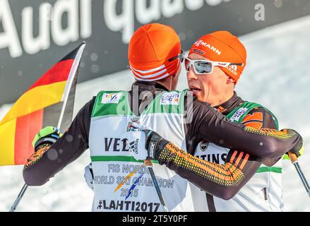 FIS Weltmeisterschaften ski Nordisch, Lahti 2017, Nordische Kombination, langlauf, Goldmedaillen Gewinner Johannes Rydzek (GER), Silbermedaillen Gewinner Eric Frenzel (GER) in Lahti, Finnland Am 24.02.2017 Banque D'Images