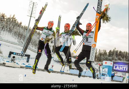 FIS Weltmeisterschaften ski Nordisch, Lahti 2017, Nordische Kombination, langlauf, Silbermedaillen Gewinner Eric Frenzel (GER), Goldmedaillen Gewinner Johannes Rydzek (GER), Bronzemedaillen Gewinner Bjoern Kircheisen (GER) à Lahti, Finnland Am 24.02.2017 Banque D'Images