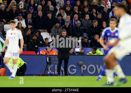 Leeds United Manager Daniel Farke - Leicester City v Leeds United, Sky Bet Championship, King Power Stadium, Leicester, Royaume-Uni - 3 novembre 2023 usage éditorial uniquement - des restrictions DataCo s'appliquent Banque D'Images