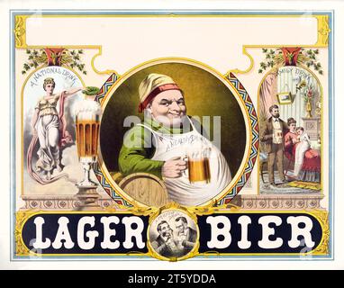 Vieille illustration publicitaire de Lager Bier. Par auteur non identifié, publ. env. 1879 Banque D'Images