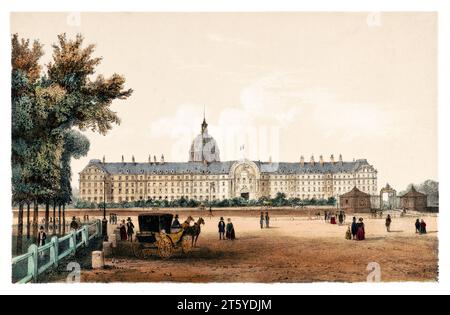 Vue ancienne de l'Hôtel des Invalides, Paris. Par Jacottet, publ. À Paris, vers 1875 Banque D'Images