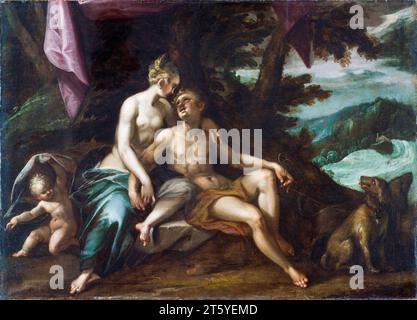 Vénus et Adonis, peinture à l'huile sur toile de Hans von Aachen, 1574-1588 Banque D'Images