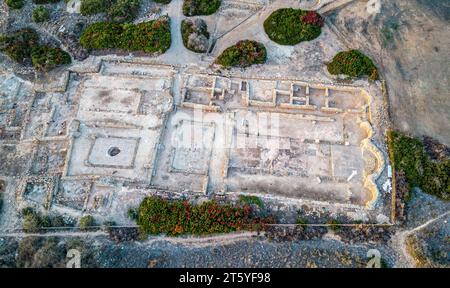Vue aérienne du site archéologique d'Agios Georgios Pegeia, région de Paphos, Chypre. Banque D'Images
