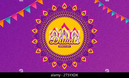 Carte de voeux du festival Diwali. Fond moderne festif hindou. Concept d'art indien rangoli. Vecteur Illustration de Vecteur