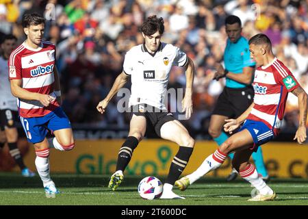 Javi Guerra (Valencia CF) vu en action lors du match entre Valencia CF et Granada CF de LaLiga EA Sports à l'Estadio Mestalla. Scores finaux ; Valencia CF 1-0 Granada CF. Banque D'Images