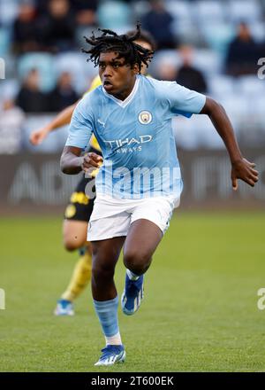 Jaden Heskey de Manchester City lors du match du groupe G de l'UEFA Youth League au Manchester City Academy Stadium, Manchester. Date de la photo : mardi 7 novembre 2023. Banque D'Images