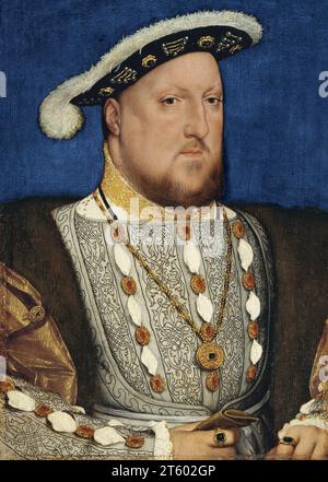 Titre : Portrait d'Henri VIII d'Angleterre Créateur : Hans Holbein la jeune année : ca. 1537 Dimensions : 28 x 20 cm moyenne : huile sur panneau emplacement : Museo Nacional Thyssen-Bornemisza, Madrid Banque D'Images