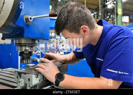 Pilsen, République tchèque. 07 novembre 2023. Le lancement du centre de formation de la société d'ingénierie Doosan Skoda Power a eu lieu à Pilsen, en République tchèque, le 7 novembre 2023. Crédit : Miroslav Chaloupka/CTK photo/Alamy Live News Banque D'Images