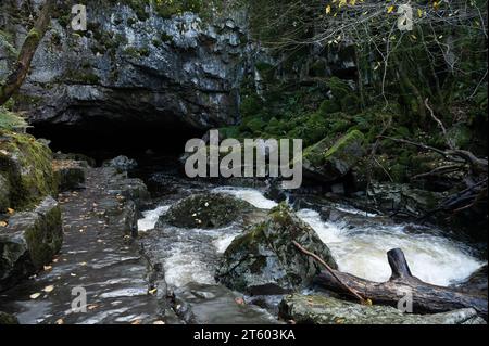 Afon Mellte entre à Porth yr Ogof, Bannau Brycheiniog Banque D'Images