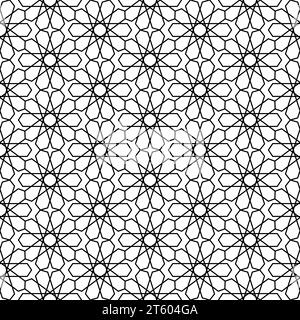 Modèle sans couture Maroc. Répétition de la grille noire marocco isolée sur fond blanc. Motif répété simple mosaïque marocaine. Textur islamique pour le design Illustration de Vecteur