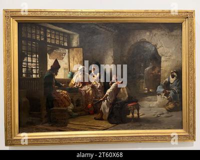 'An intéressant Game', 1881, huile sur toile, Frederick Arthur Bridgman, américain, 1847-1928. Brooklyn Museum. Banque D'Images