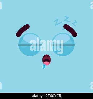 Vecteur d'expression faciale endormie mignonne isolée Illustration de Vecteur