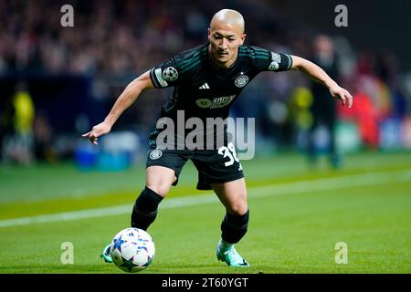 Madrid, Espagne. 07 novembre 2023. Daizen Maeda du Celtic FC lors du match de l'UEFA Champions League, Groupe E, entre l'Atletico de Madrid et le Celtic FC a joué au stade Civitas Mertropolitano le 7 novembre 2023 à Madrid, Espagne. (Photo Alex Carreras/Imago) crédit : PRESSINPHOTO SPORTS AGENCY/Alamy Live News Banque D'Images