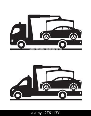 Assistance routière camion et pick-up avec voiture - illustration vectorielle Illustration de Vecteur