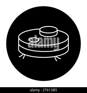 Icône représentant une ligne noire pour robot-aspirateur. Appareil ménager. Pictogramme de contour pour page web, application mobile, promo Illustration de Vecteur