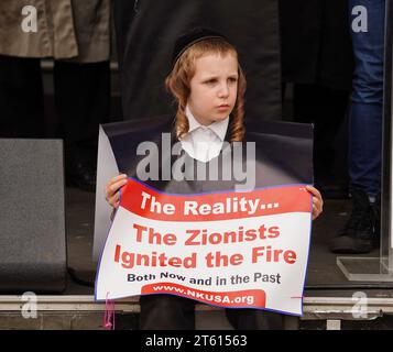 Washington, DC - 4 novembre : une foule de partisans appelle à un cessez-le-feu au bombardement de Gaza par Israël lors de la Marche pour la Palestine à Freedom Park Wash Banque D'Images