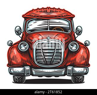 Voiture rétro rouge de l'avant. Illustration vectorielle de véhicule vintage Illustration de Vecteur