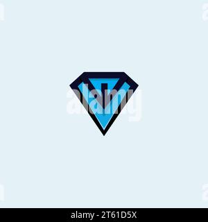 Logo V Diamond. Vecteur d'icône de la lettre V. Illustration de Vecteur