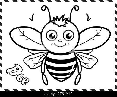 Dessin mignon Bee Coloriage page pour les enfants Illustration de Vecteur