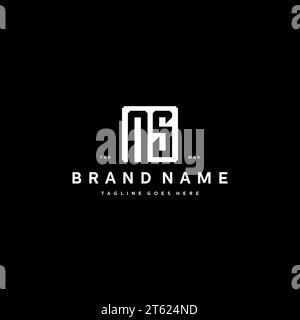 Initiales du logo NS monogramme avec forme rectangulaire carrée isolée sur fond noir initiales vecteur modèle graphique Illustration de Vecteur