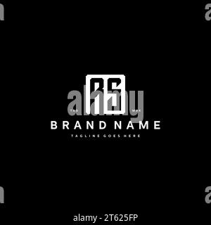 Initiales de logo monogramme RS avec forme rectangulaire carrée isolées sur fond noir initiales vecteur modèle graphique Illustration de Vecteur