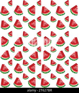 Tranche sans couture de pastèque. Illustration vectorielle. Isolé sur fond blanc Illustration de Vecteur