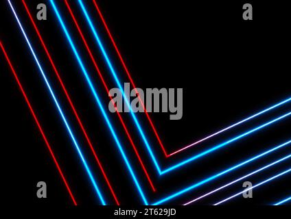 Fond abstrait de lignes laser néon bleu brillant rouge. Conception vectorielle lumineuse futuriste Illustration de Vecteur