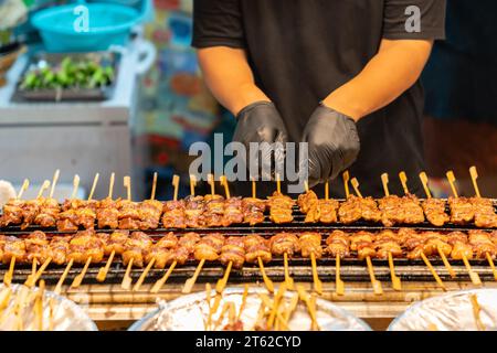 Brochettes de rôti de bœuf sur un gril. Concept de rôti de bœuf Banque D'Images