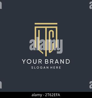 Monogramme LC avec graphique vectoriel de conception de forme de bouclier moderne et de luxe Illustration de Vecteur