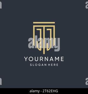 Monogramme JJ avec un graphique vectoriel de conception de forme de bouclier moderne et de luxe Illustration de Vecteur