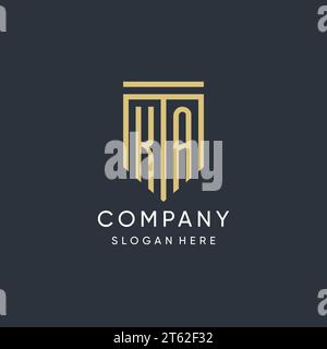 Monogramme KA avec un graphique vectoriel de conception de forme de bouclier moderne et de luxe Illustration de Vecteur