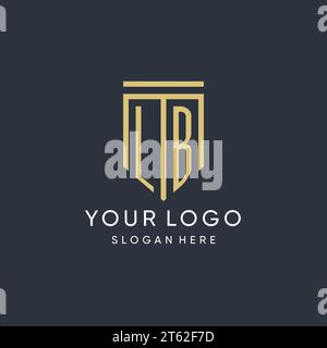Monogramme LB avec graphique vectoriel de conception de forme de bouclier moderne et de luxe Illustration de Vecteur