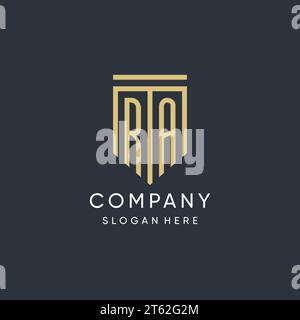 Monogramme RA avec graphique vectoriel de conception de forme de bouclier moderne et de luxe Illustration de Vecteur