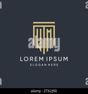Monogramme WM avec un graphique vectoriel de conception de forme de bouclier moderne et de luxe Illustration de Vecteur