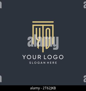 YO monogramme avec graphique vectoriel de conception de forme de bouclier moderne et de luxe Illustration de Vecteur