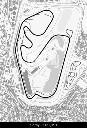 L'Autódromo José Carlos Pace, mieux connu sous le nom d'Interlagos, est un circuit de sports motorisés de 4,309 km (2,677 miles) situé dans la ville de São Paulo, au Brésil Illustration de Vecteur