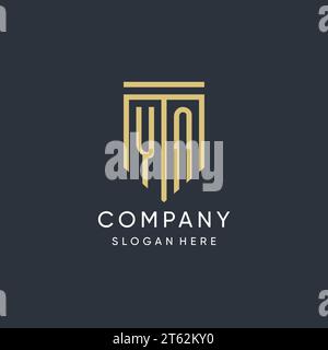 Monogramme YN avec graphique vectoriel de conception de forme de bouclier moderne et de luxe Illustration de Vecteur