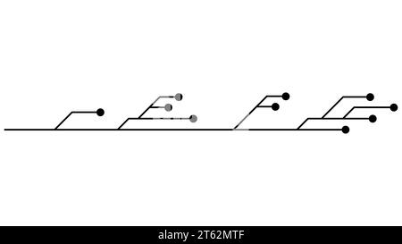 Circuits imprimés isolés sur fond blanc. Clipart technique avec des lignes et des points aux extrémités. Séparateurs pour la conception. Vecteur. Illustration de Vecteur
