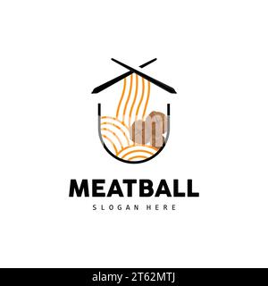 Logo Meatball, vecteur pour la marque Food Stall, icône de conception simple de restauration rapide, illustration de modèle Illustration de Vecteur