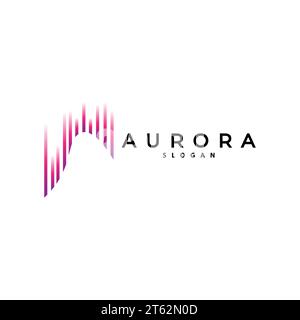 Logo Aurora, vecteur d'onde lumineuse, conception de paysage de nature, icône d'illustration de modèle de marque de produit Illustration de Vecteur